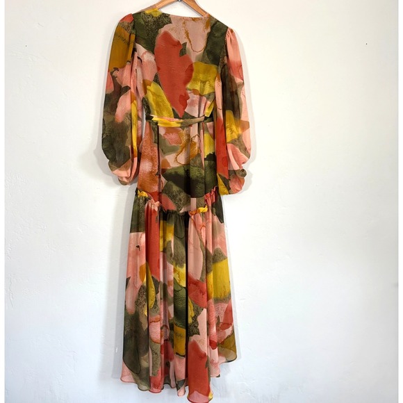 Anthropologie Hutch Floral Geo Wrap Maxi Dress Women Size XS High Low - Picture 9 of 12